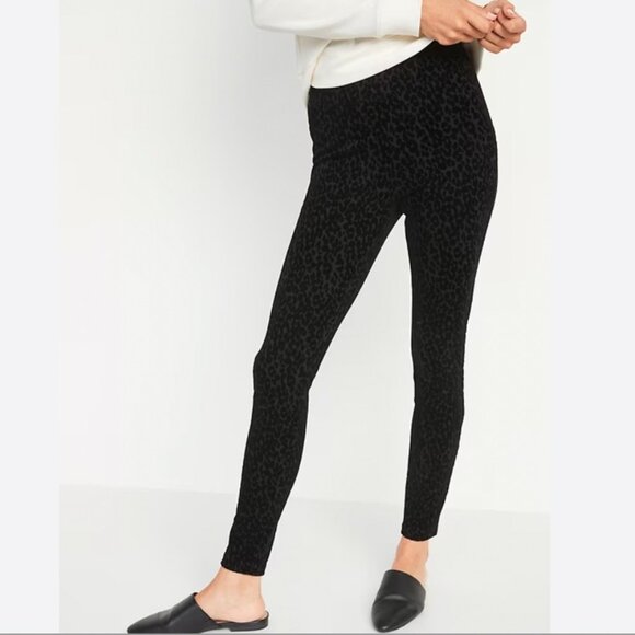 High-Waisted Stevie Black Leopard Print Pants Women's Size L - Picture 5 of 9